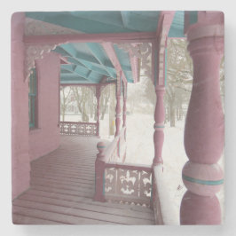 Porta-copo De Pedra Neve de inverno em varanda cor-de-rosa - Vineyard 