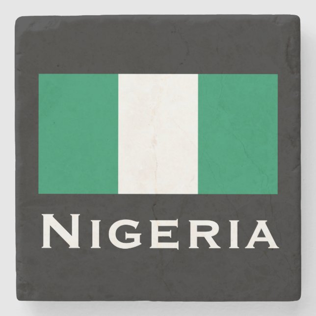 Porta-copo De Pedra Nigéria com bandeira nigeriana (África Ocidental) (Frente)