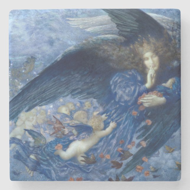 Porta-copo De Pedra Night with her Train of Stars (Angel with Cherubs) (Frente)