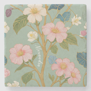 Porta-copo De Pedra No Flor: Ramificação de Pastel com Flores Rosa