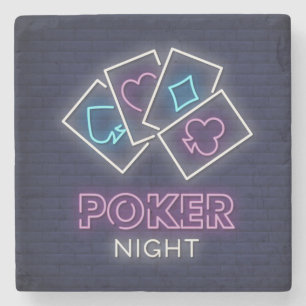 Porta-copo De Pedra Noite de Neon Poker Simulada Muito Legal e Colorid