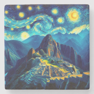Porta-copo De Pedra Noite Estrelada Machu Picchu Peru