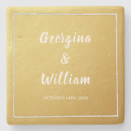 Porta-copo De Pedra Noiva Dourada e noiva