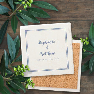 Porta-copo De Pedra Noiva e noiva personalizadas de noivo azul e branc