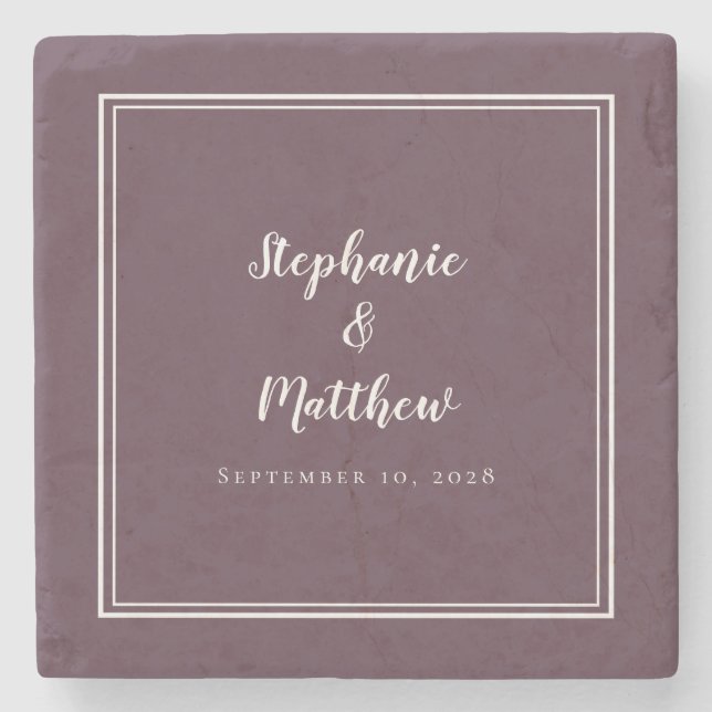 Porta-copo De Pedra Noiva Roxa Moderna Noiva e noiva Elegante Simples (Frente)