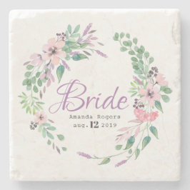 Porta-copo De Pedra Noiva Tipografia Corante Floral Floral