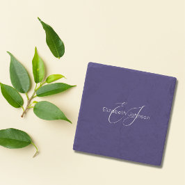 Porta-copo De Pedra nome azul e branco minimalista clássico personaliz