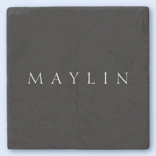 Porta-copo De Pedra Nome Clássico ou Palavra   Preto & Branco