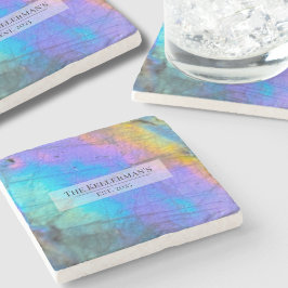 Porta-copo De Pedra Nome da Família Colorida Moderna Personalizada