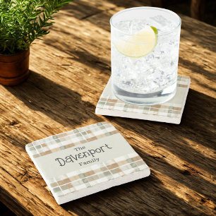 Porta-copo De Pedra Nome da Família de Xadrezes de Queda de Aquarela M