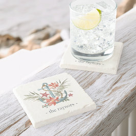 Porta-copo De Pedra Nome da Família Personalizada de Feriado em Terra