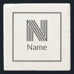 Porta-copo De Pedra Nome da Letra Inicial Personalizada Moderna<br><div class="desc">Nome inicial personalizado. A fonte pode ser alterada clicando no botão "Editar Design".</div>