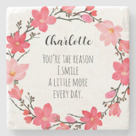 Porta-copo De Pedra Nome da Tipografia Floral Floral Cor-de-Rosa bonit