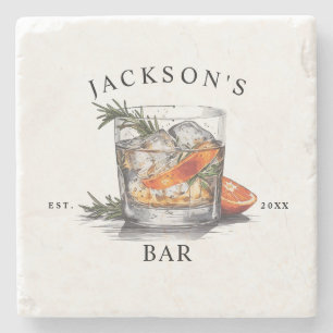 Porta-copo De Pedra Nome de Cocktail de Whisky com Estilo & Ano do Bar