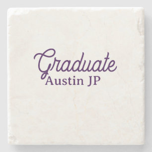 Porta-copo De Pedra nome de graduação roxo simples minimalista elegant