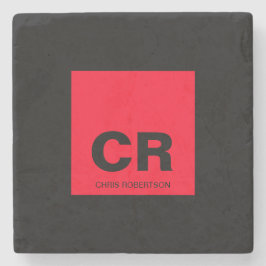 Porta-copo De Pedra Nome do Monograma Crio Vermelho Preto Presente Per