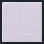 Porta-copo De Pedra Nome do Monograma da Rapariga de Script Moderno Ro<br><div class="desc">Azulejo de Pedra do Nome do Monograma Simples de Script Roxo lavanda. Isso faz a formatura perfeita,  doce aniversário de 16 anos,  casamento,  chá de panela,  aniversário,  chá de fraldas ou presente de festa de solteira para alguém que ama luxo de vidro e estilos quicos.</div>