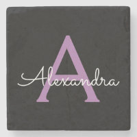 Nome do Monograma Girly de Script Preto Roxo