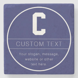 Porta-copo De Pedra Nome exclusivo e Modelo Monograma | Azul Marinho