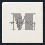 Porta-copo De Pedra Nome inicial do Monograma Personalizado<br><div class="desc">A porta copos de bebida clássica mostra seu nome inicial e familiar monograma sobre ele,  belo decoro personalizado ou presente! Altere as cores para corresponder à decoração.</div>