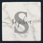 Porta-copo De Pedra Nome inicial do script personalizado do monograma<br><div class="desc">Nome inicial do script personalizado do monograma</div>