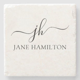 Porta-copo De Pedra Nome Monograma Personalizado