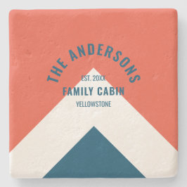 Porta-copo De Pedra Nome Personalizado Cabine Família Retro Marinho Ve