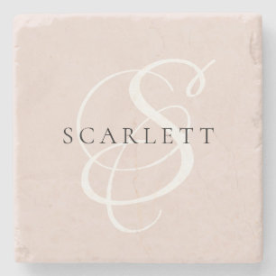 Porta-copo De Pedra Nome Personalizado Cor-de-Rosa Esmagada do Script