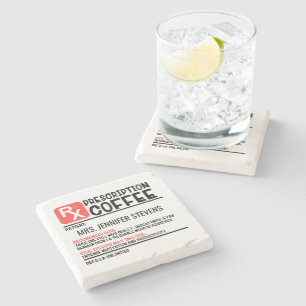 Porta-copo De Pedra Nome Personalizado da Prescrição do Café Engra