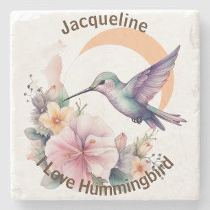 Porta-copo De Pedra Nome Personalizado Do Hummingbird Com A Sua Própri