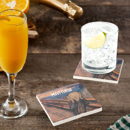 Porta-copo De Pedra Nome personalizado laranja azul O Gritar