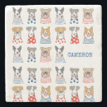 Porta-copo De Pedra Nome Personalizado Playful Dog Lovers<br><div class="desc">Bonita engraçada engraçada Ilustração de Cachorro Personalizado Porta copos de Pedra</div>