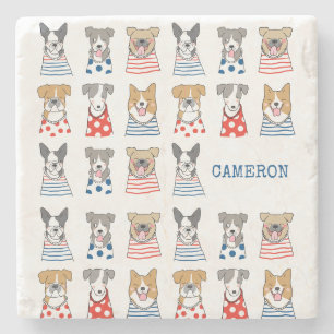 Porta-copo De Pedra Nome Personalizado Playful Dog Lovers