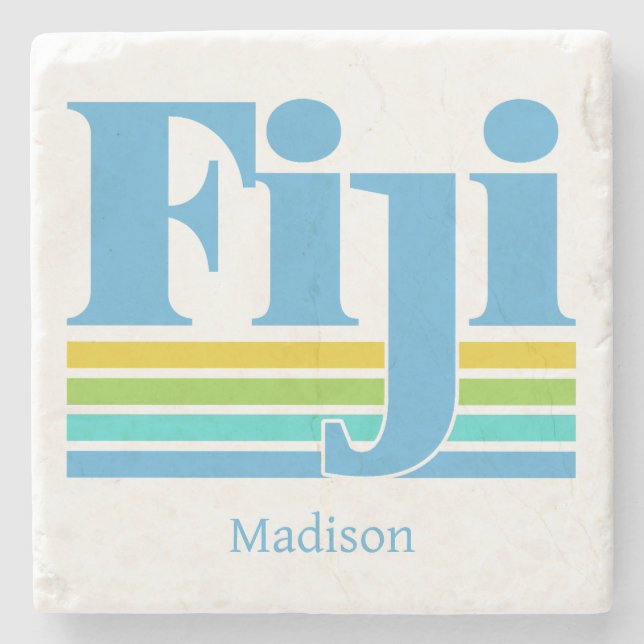 Porta-copo De Pedra Nome Personalizado / Texto Fiji (Frente)