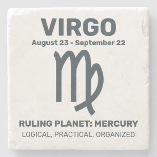 Porta-copo De Pedra Nome Personalizado / Texto Símbolo Zodiac Virgo