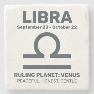 Porta-copo De Pedra Nome Personalizado / Texto Símbolo Zodíaco Libra