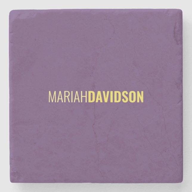 Porta-copo De Pedra Nome profissional mínimo Indigo & Amarelo (Frente)