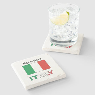 Porta-copo De Pedra Nome Tricolore Moderno Bandeira Italiana Aqui 