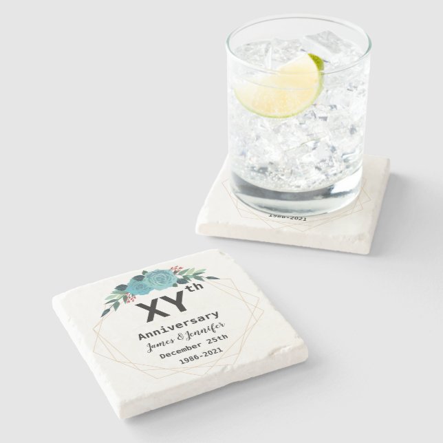 Porta-copo De Pedra Nomes Personalizados de Aniversário de Casamento e (Lateral)