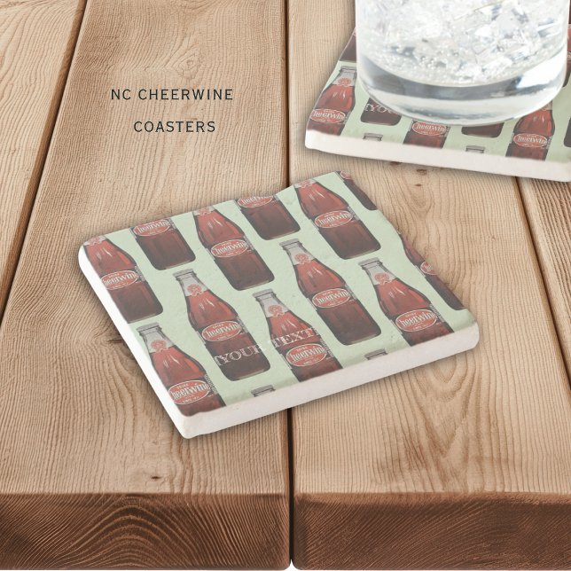 Porta-copo De Pedra North Carolina Cheerwine Stone Coaster (Nostalgic Cheerwine soda from North Carolina, personalized coasters)