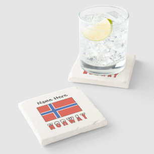 Porta-copo De Pedra Noruega e Bandeira Norueguesa Personalizada