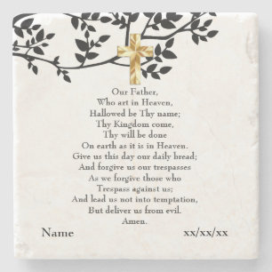 Porta-copo De Pedra Nosso Pai Oração Presente Católico Personalizado
