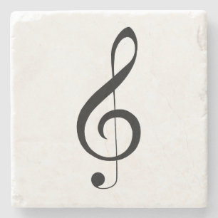 Porta-copo De Pedra Nota Musical Tripla Limpa,