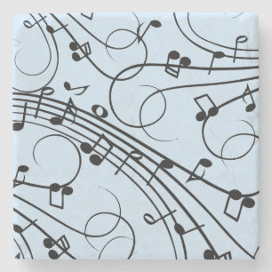 Porta-copo De Pedra Notas Musicais Elegantes Azul