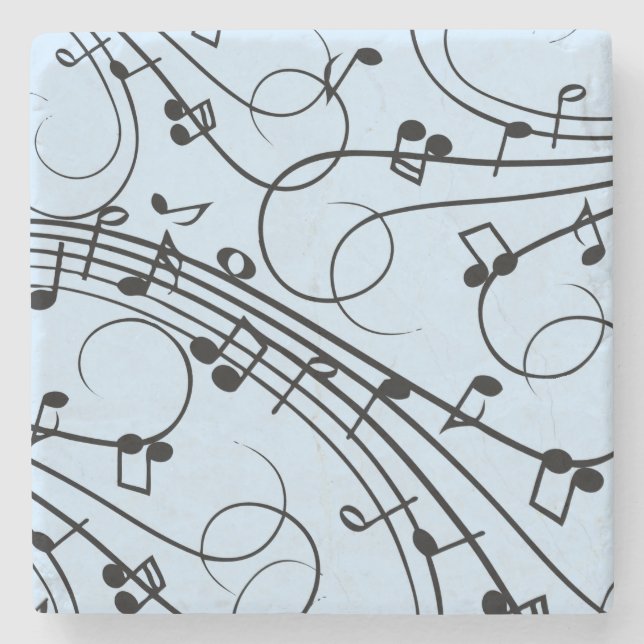 Porta-copo De Pedra Notas Musicais Elegantes Azul (Frente)