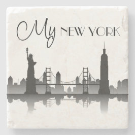 Porta-copo De Pedra NOVA YORK Skyline Silhouette Modern