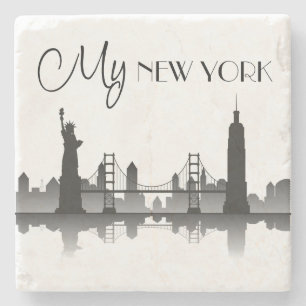 Porta-copo De Pedra NOVA YORK Skyline Silhouette Modern