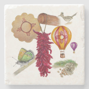 Porta-copo De Pedra Novo México Vermelho Chile Pinõn Zia Balão de Ar Q