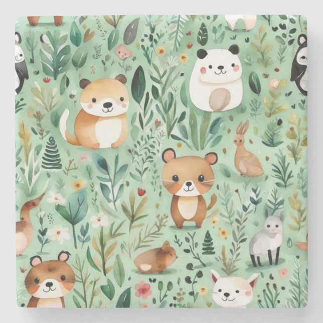 Porta-copo De Pedra Núcleo de algodão, zona verde, paisagem rural (Frente)