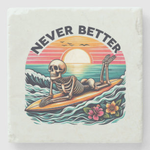 Porta-copo De Pedra Nunca Melhor - Skelset surf Sunset Wave Design